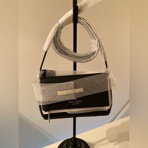 Kate Spade Leila Flap Zip Pebbled Leather Crossbody Bag Black  Christmas Gift